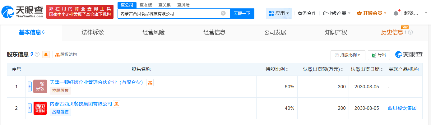 西贝等企业联手创立食品科技公司注册资本高达500万引关注(图2)