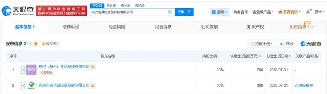 百果园等在杭州成立食品科技公司 注册资本1000万(图2)